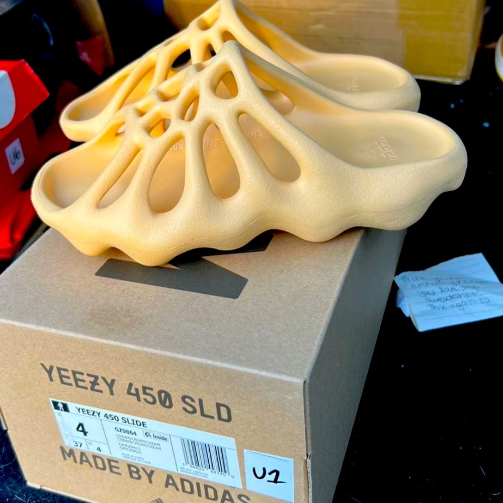 Adidas Yeezy 450 Slide in Light Yellow
